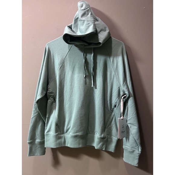 NWT Ibex Womens XS Tranquil Hoodie Organic Cotton Merino Wool Mint Green Outdoor - Picture 1 of 8